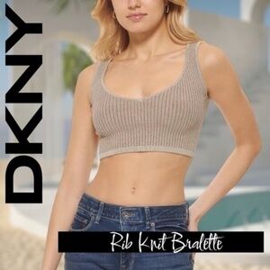 DKNY Women's Rib-Knit Bralette/Crop Top